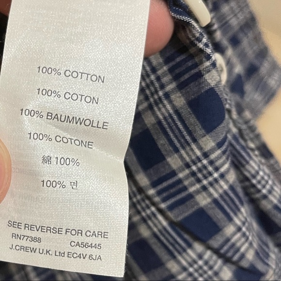 J Crew Plaid Shirt Mens Slim Fit Navy Grey sz L - Picture 3 of 4
